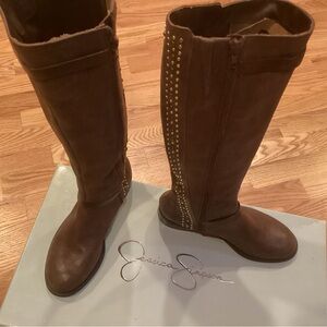 Jessica Simpson Leather Studded Boots - Brown Size 8